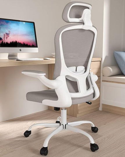 Office Chair, High Back Ergonomic Desk Chair, Breathable Mesh Desk Chair with Adjustable Lumbar Support and Headrest, Swivel Task Chair with flip-up Armrests, Executive Chair for Home Office - LeafyLoom
