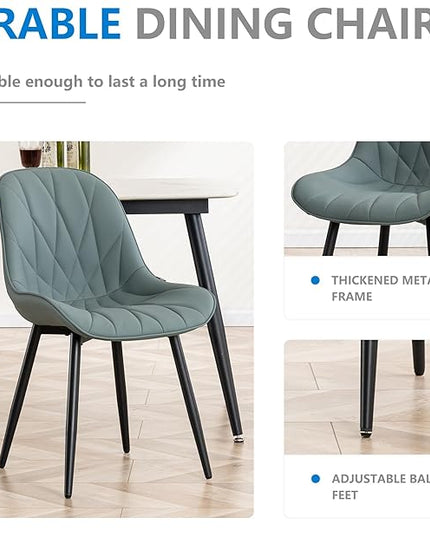 YOUNIKE Dining Chairs Set of 2, GrayishGreen Elegant Kitchen & Dining Room Chairs, Modern Faux Leather Padded Dining Chair, Armless Upholstered Bedroom Side Chairs Dinner Chairs Dinning Chairs - LeafyLoom