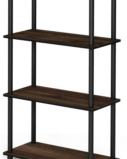 Furinno Turn-N-Tube 4-Tier Multipurpose Shelf Display Rack, Round Tubes, Columbia Walnut/Black - LeafyLoom