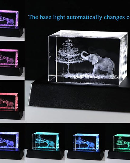 Qianwei Elephant Gifts for Women Decorations for Home, 3D Crystal Elephant Decor Stuff Figurines Statue Gift for Elephant Lovers, Mother Day Birthday Gifts for Mom Mother Mama from Daughter Son - LeafyLoom