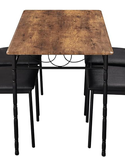 VECELO 5 Pieces Sets,43.3" Table&Chairs for 4,Industrial Counter Height Tabletop with Bar Stools, Rectangle Breakfast Chairs, Living Room, Apartment, Dining Table for 4, Brown - LeafyLoom