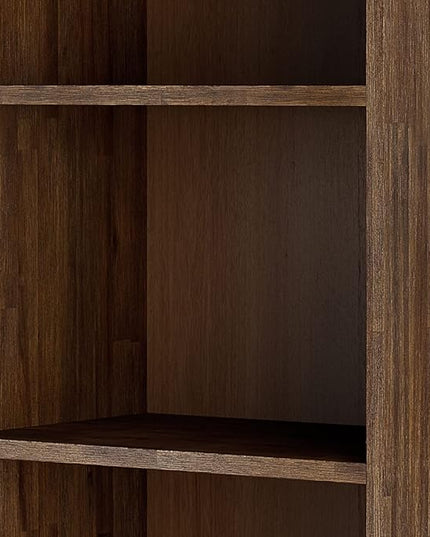 SIMPLIHOME Clarkson SOLID ACACIA WOOD 22 Inch Wide Contemporary Bookcase with Storage in Rustic Natural Aged Brown, For the Living Room, Study Room and Office - LeafyLoom