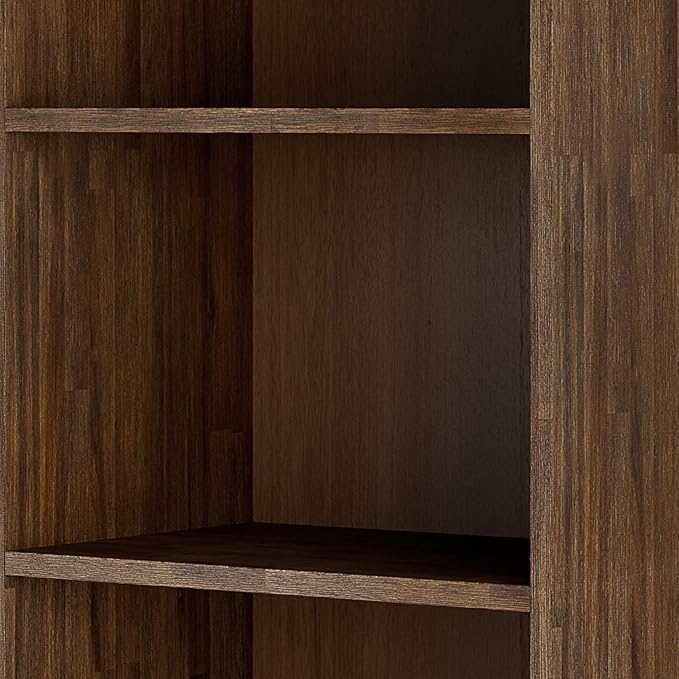 SIMPLIHOME Clarkson SOLID ACACIA WOOD 22 Inch Wide Contemporary Bookcase with Storage in Rustic Natural Aged Brown, For the Living Room, Study Room and Office - LeafyLoom