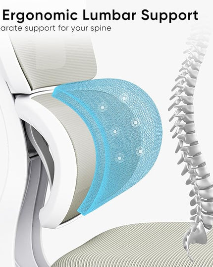 Sytas Ergonomic Office Chair, High Back Computer Desk Chair with Lumbar Support and Adjustable Headrest, Executive Swivel Chair for Home Office, Tilt Function - LeafyLoom