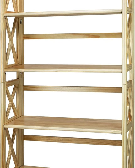 Casual Home Montego 3-Shelf Folding Bookcase, Natural , 27.5" Wide - LeafyLoom