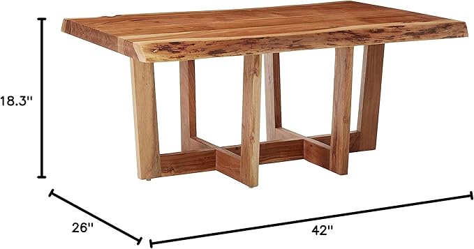 Alaterre Furniture Berkshire Live Edge Solid Wood 42 inch Coffee Table, Natural - LeafyLoom