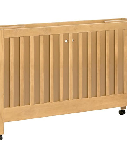 Babyletto Maki Full-Size 2-in-1 Portable Folding Crib with Toddler Bed Conversion Kit in Honey, Greenguard Gold Certified - LeafyLoom