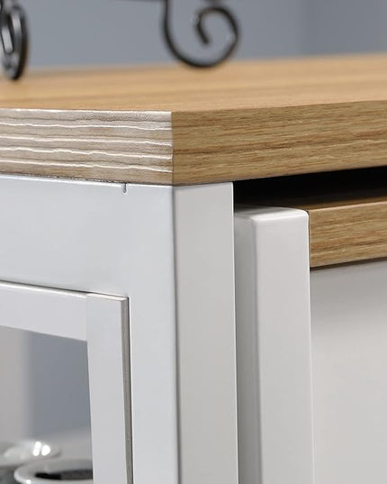 Sauder Miscellaneous Storage Kitchen Island, L: 31.50" x W: 32.88" x H: 36.00", White Finish - LeafyLoom