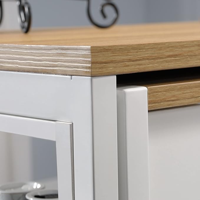 Sauder Miscellaneous Storage Kitchen Island, L: 31.50" x W: 32.88" x H: 36.00", White Finish - LeafyLoom