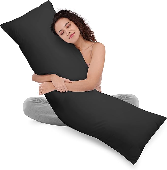 Utopia Bedding Full Body Pillow for Adults (Black, 20 x 54 Inch), Long Pillow for Sleeping, Large Pillow Insert for Side Sleepers - LeafyLoom