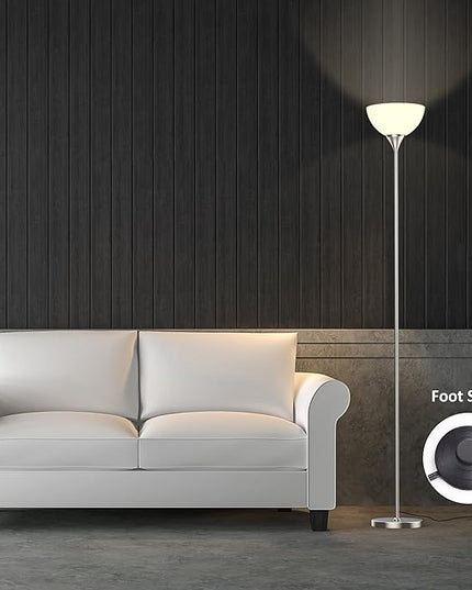 PESRAE Floor Lamp, Remote Control with 4 Color Temperatures, Torchiere Floor lamp for Bedroom, Standing Lamps for Living Room, Bulb Included (Brushed Nickel) - LeafyLoom