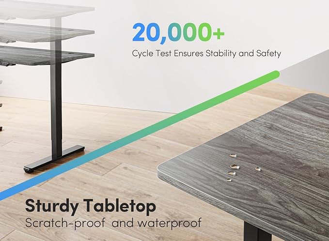 FEZIBO Electric Standing Desk, 48 x 24 Inches Height Adjustable Stand up Desk, Sit Stand Home Office Desk, Computer Desk, Gray - LeafyLoom