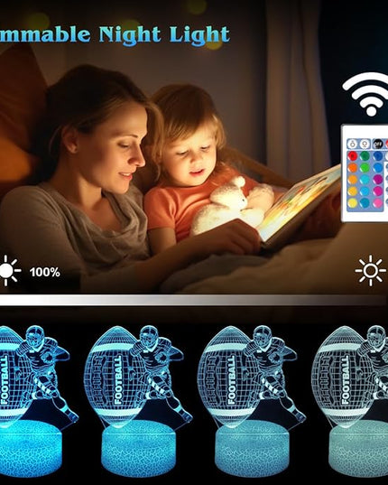 Football Night Light,Football Gifts for Boy, 3D Football Lamp,Kids Bedside Lamp,16 Color Change Decor Lamp with Remote & Smart Touch, Gifts for Christmas Birthday Boys Men Girls - LeafyLoom