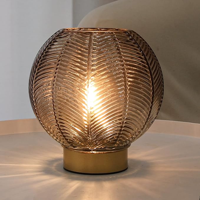 Battery Operated Lamp with Timer, Cordless Table Lamps with Led Bulb, Battery Powered Lamp Nightlight, Small Table Lamps for Living Room Decorative Beside Lamp for Corner Bedroom-Amber - LeafyLoom