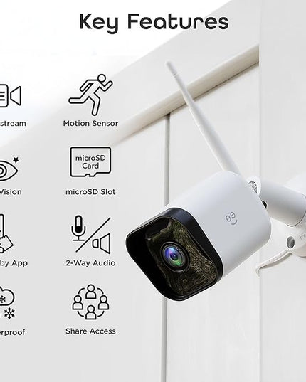Geeni Hawk 3 Outdoor Security Camera, 1080p HD, Weatherproof, Motion Detection, Night Vision, Two-Way Audio, Alexa/Google Compatible Geeni