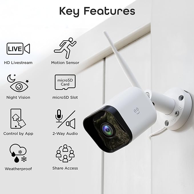 Geeni Hawk 3 Outdoor Security Camera, 1080p HD, Weatherproof, Motion Detection, Night Vision, Two-Way Audio, Cloud & MicroSD Storage, Alexa & Google Assistant Compatible, Wi-Fi, 2-Pack Geeni