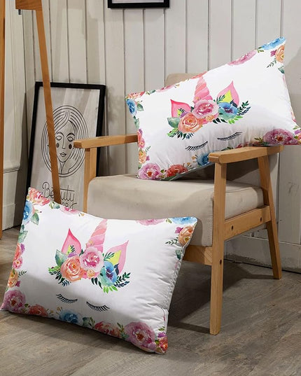 Datura home Unicorn Floral Watercolor Flower Comforter Bedding Set for Girls Teens Adults,Colorful Lovely Roses Blooms Print Design Unicorn Bedding Set(Unicorn Queen) - LeafyLoom