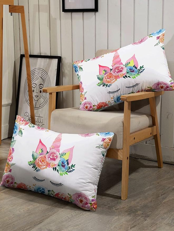 Datura home Unicorn Floral Watercolor Flower Comforter Bedding Set for Girls Teens Adults,Colorful Lovely Roses Blooms Print Design Unicorn Bedding Set(Unicorn Queen) - LeafyLoom