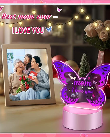 Linkax Mom Birthday Gifts, Butterfly Gifts for Mom from Daughter Son, Mom Gifts Room Decorative Ideas Night Light, Thanksgiving Mothers Day Christmas Birthday Gifts for Mom, Best Mom Ever Gifts - LeafyLoom