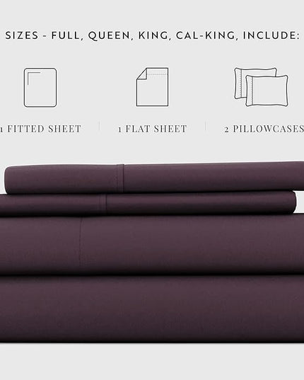 Linen Market Bed Sheets for King Size Bed (Purple) - Sleep Better Than Ever with These Soft and Cooling King Sheets - Deep Pocket Fits 16" Thick Beds - 4 Piece King Sheet Set - LeafyLoom