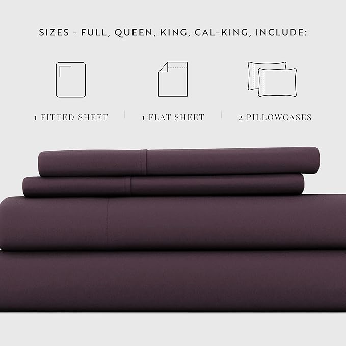 Linen Market Bed Sheets for King Size Bed (Purple) - Sleep Better Than Ever with These Soft and Cooling King Sheets - Deep Pocket Fits 16" Thick Beds - 4 Piece King Sheet Set - LeafyLoom