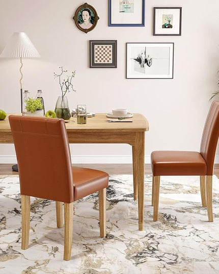 Dining Chairs, Kitchen Chairs Set of 2 with Solid Wood Legs, Armless Upholstered Indoor Kitchen Dining Room Chairs for Dining Room, Kitchen Chairs Parson Chairs - LeafyLoom