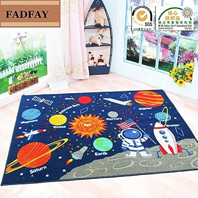 FADFAY Outer Space Kids Rug Cute Kids Room Carpet 39''52'' - LeafyLoom