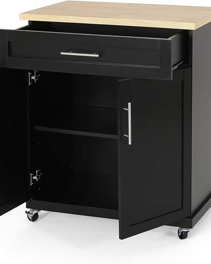 Christopher Knight Home Batavia Kitchen CART, Natural + Black - LeafyLoom