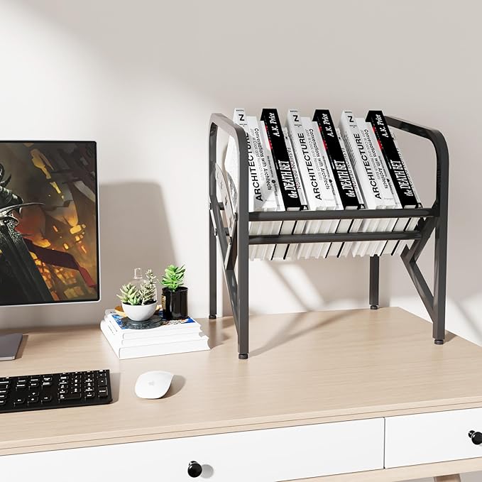 Bookshelf Storage Shelf Bookcase Freestanding Storage Stand Book Organizer for Living Room, Bedroom, Kitchen, Rust Resistance,Easy Assembly Multi-Functional Organizer (1 Tier, Black) - LeafyLoom