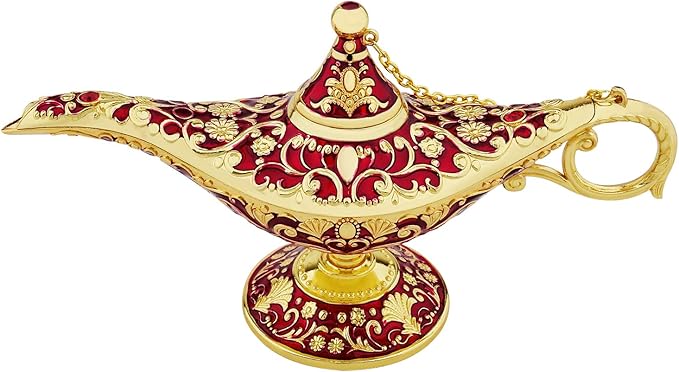 Vintage Legend Aladdin Lamp Magic Genie Wishing Light,Collectable Rare Classic Arabian Costume Props Lamp Tabletop Decor Crafts for Home/Wedding Decoration&Gift for Party/Halloween/Birthday - LeafyLoom