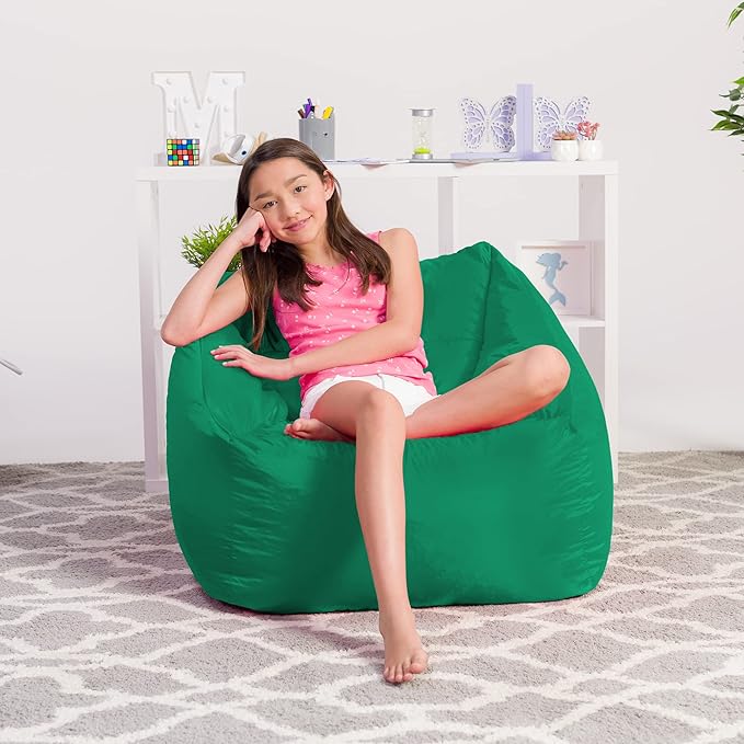 Posh Creations Structured Comfy Bean Bag Chair for Gaming, Reading, and Watching TV, Coronado Chair, Microsuede - Tide Pool - LeafyLoom