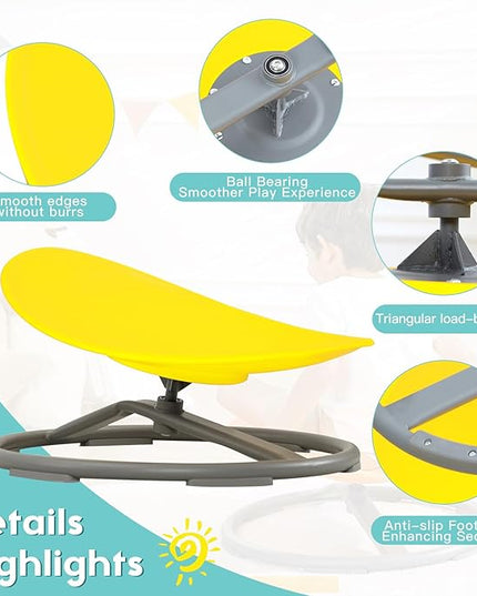 Spinning Chair for Kids Autism Sensory Products Sit and Spin Autism Toys Sensory Chair ADHD Chair Swivel Chair Training Body Coordination (Yellow) - LeafyLoom
