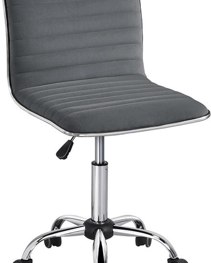 Yaheetech Velvet Low Back Chair Armless Ribbed Office Chair Swivel Task Chair Height Adjustable Chair Dark Gray - LeafyLoom
