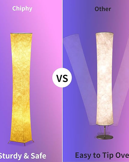 chiphy Floor Lamp, RGB 52'' Standing Lamps, 7 Colors Changing and Dimmable LED Bulbs, Remote Control and White Fabric Shade, Modern for Bedroom, Living Room and Play Room - LeafyLoom