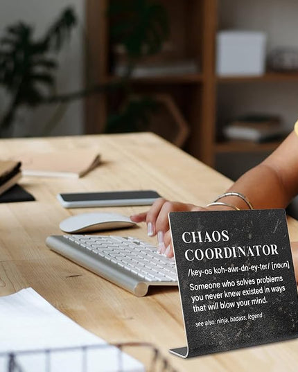 Chaos Coordinator Sign, Funny Office Desk Decor for Women, Men, Coworker, Mom, Friends, Boss, Lady, Decoration On Shelf Table Desk for Living Room Home Office dksg7 - LeafyLoom