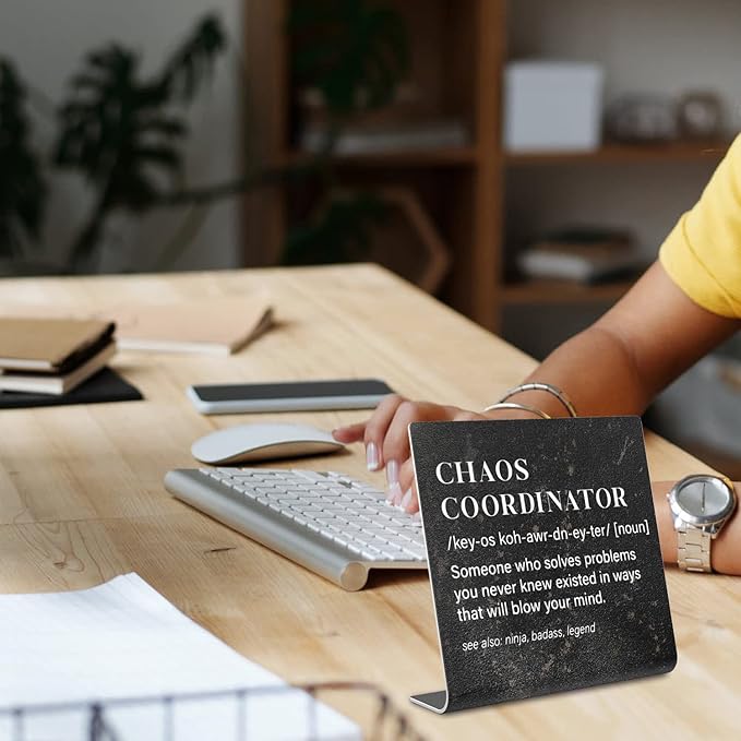 Chaos Coordinator Sign, Funny Office Desk Decor for Women, Men, Coworker, Mom, Friends, Boss, Lady, Decoration On Shelf Table Desk for Living Room Home Office dksg7 - LeafyLoom