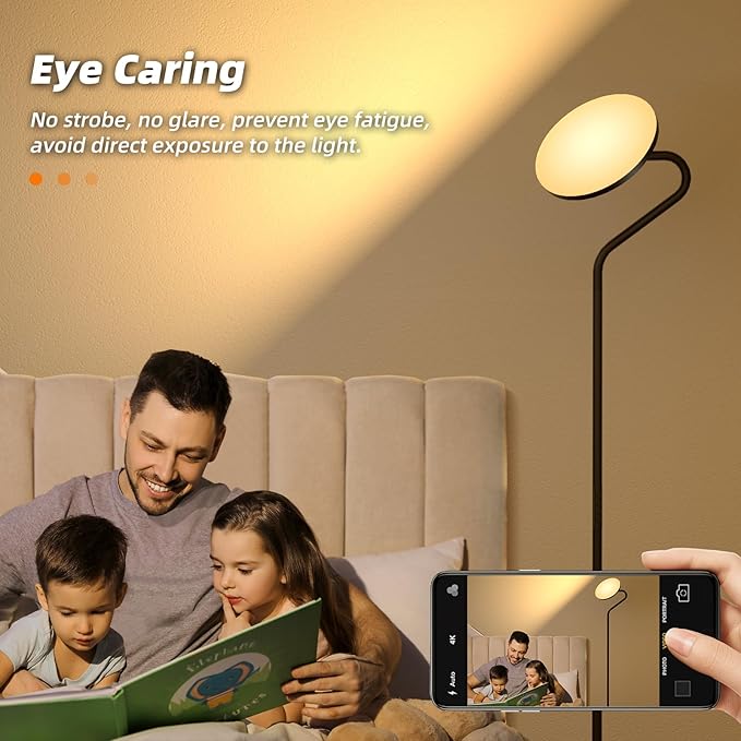 Floor Lamp, 36W Upgraded Rotatable Floor Lamps for Living Room, Super Bright Standing Lamp with Remote Control, Stepless Adjustable Colors & Brightness Floor Lamp for Bedroom and Office - LeafyLoom