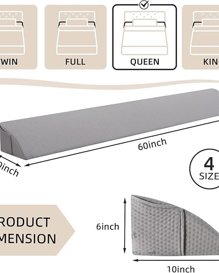 Bed Wedge Pillow for Headboard, Queen Size Headboard Pillow, Bed Gap Filler Close Gap (0-8") Between Mattress and Headboard (Queen) - LeafyLoom