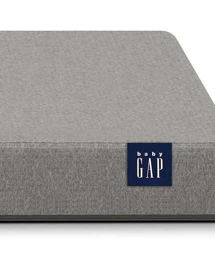 babyGap by Delta Children Oxford 6-in-1 Convertible Crib TrueSleep 2-Stage Deluxe Crib and Toddler Mattress (Bundle), Navy/Natural - LeafyLoom