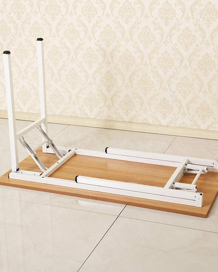 SogesGame Computer Desk, 47 Inch Modern Simple Style Folding Tables, Home Office Writing Desk, Folding Table, No Install Needed, Teak White - LeafyLoom