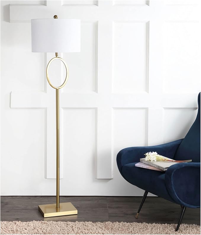 JONATHAN Y JYL1089A April 61" Metal LED Floor Lamp, Modern, Contemporary, Glam, Traditional, Office, Living Room, Family Room, Dining Room, Bedroom, Hallway, Foyer, Brass - LeafyLoom