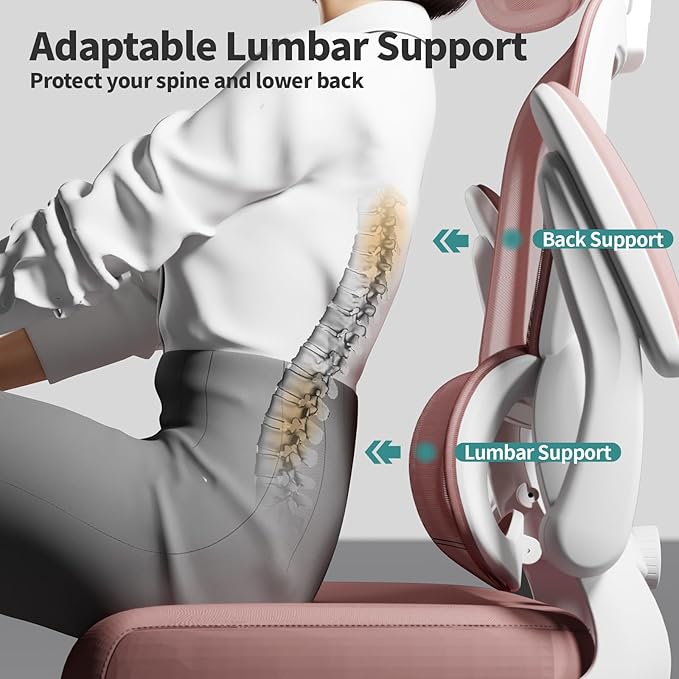Ergonomic Office Chair Desk Chair, Gaming Chair, Computer Chair, Home Mesh Office Desk Chairs with Wheels,Comfortable Office Chair (Pink) - LeafyLoom