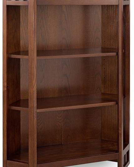 Leick Home Mantel Height Corner Bookcase with Drawer Storage, Made with Solid Wood, for Entryway, Living Rooms, Home Office, Bedroom, Mission Oak Finish, 12"D x 32"W x 50"H, Brownbronze - LeafyLoom