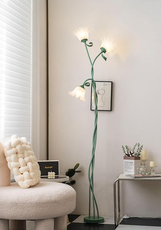 Lily Floor Lamp Vertical 3 heads Flowers Lily Floor Lamp Creative Lily of The Valley Floor Lamp Living Room Sofa Side Bedroom Bedside Floor Lamp - LeafyLoom