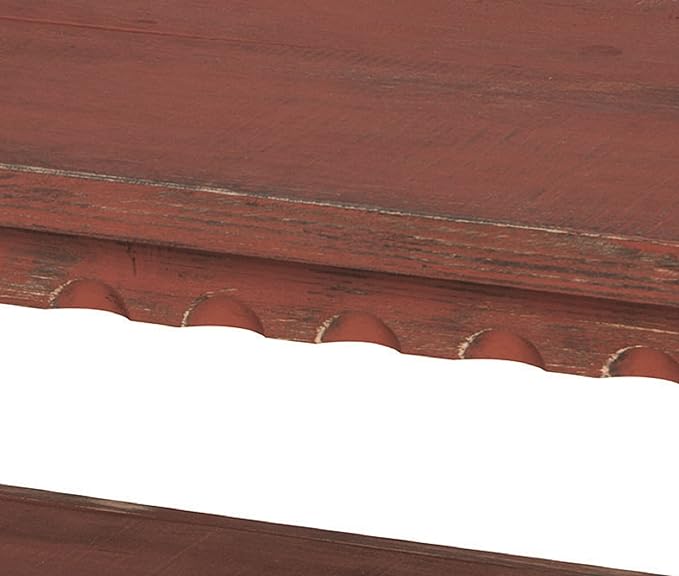 Rustic Rectangluar Coffee Table with 1 Shelf, Red Antique - LeafyLoom
