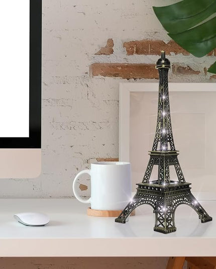 Tower Lamp LED Eiffel Tower Night Lamp : Light Up Eiffel Tower Ornament Metal Tower Architecture Decoration for Tourist Bronze Tower LED Light-Emitting Ornaments - LeafyLoom