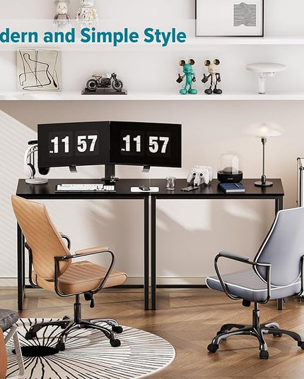 SINPAID Small Computer Desk 31.5 inches Desk for Small Spaces Sturdy Home Office Desk Modern Gaming Desk Study Writing Laptop Table, Black Desk - LeafyLoom