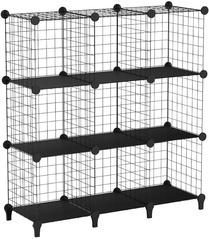 HOMIDEC Cube Storage, Storage Shelves 9 Cube Bookshelf Bookcase Closet Organizer and Storage Wire Storage Cube Multi-Use DIY Storage Cube Shelf for Books, Toys, Clothes, Tools - LeafyLoom