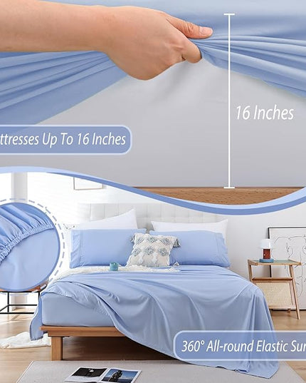 Whitney Home Textile Queen Sheet Set - 4 Piece Soft Breathable Bed Sheets for Queen Size Bed, Deep Pocket Lxuury Brushed Sheets, Hotel Bedding Sheets and Pillowcases, Wrinkle Free Oeko-Tex Sheets - LeafyLoom