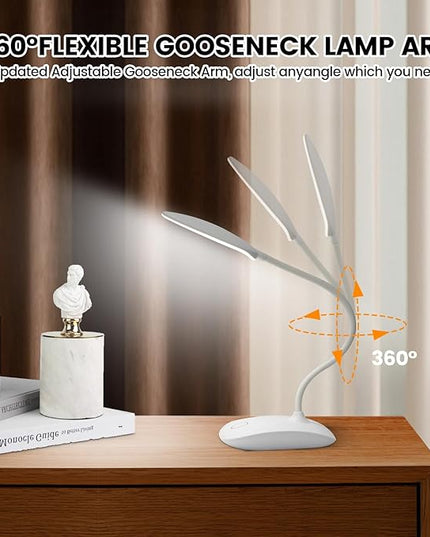 Battery Powered Desk Lamp, Portable Lamps Rechargeable 3 Color Modes Touch Control Stepless Dimming, Wireless Desk Lamp with 2000mAh, Small LED Table Light for Dorm Study Office Bedroom - LeafyLoom